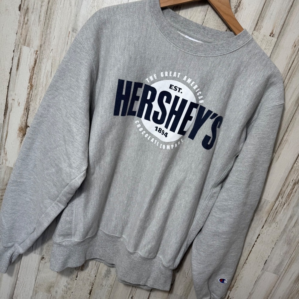 Vintage 90s Hershey's Champion Reverse Weave Gray Crewneck Sweatshirt Mens M